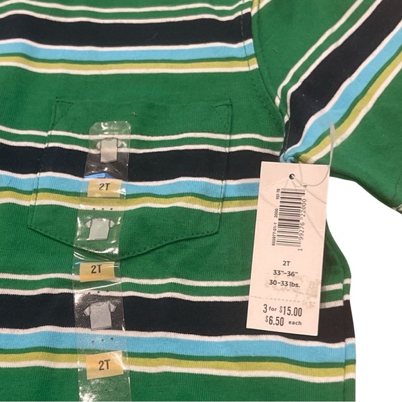 OLD NAVY || Striped Short Sleeve Shirt | Green & Blue || size 2T - Picture 2 of 4